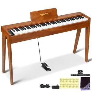 Digital Piano 88 Keys Semi-Weighted Full Size Keyboard for Beginners, Electric Piano with MIDI, Pedal, Keyboard Piano 800 Tones, 600 Rhythms, Dual Speakers, Recording Function (Brown) Digital Piano 88 Keys Semi-Weighted Full Size Keyboard for Beginners, Electric Piano with MIDI, Pedal, Keyboard Piano 800 Tones, 600 Rhythms, Dual Speakers, Recording Function (Brown)
