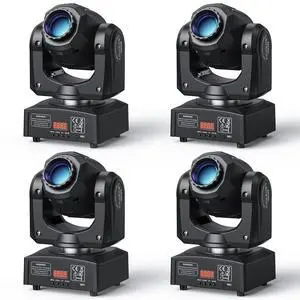 Moving Head DJ Lights, 50W LED Moving Head Light with 7 Gobos 7 Colors and Open White Beam Spotlight by DMX and Sound Activated for Wedding DJ Disco Parties Live Show Church Bar (Set of 4) Moving Head DJ Lights, 50W LED Moving Head Light with 7 Gobos 7 Colors and Open White Beam Spotlight by DMX and Sound Activated for Wedding DJ Disco Parties Live Show Church Bar (Set of 4)