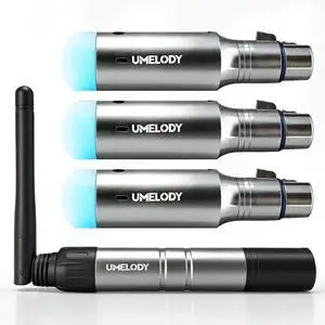 Wireless DMX512 Transmitter Receiver Kit, 2.4GHz Stage Lighting Control System, 1 Transmitter 3 Receivers, 7 Groups ID, 126 Channels, Long Range Stable Signal for DJ Party Club Disco Lighting Wireless DMX512 Transmitter Receiver Kit, 2.4GHz Stage Lighting Control System, 1 Transmitter 3 Receivers, 7 Groups ID, 126 Channels, Long Range Stable Signal for DJ Party Club Disco Lighting