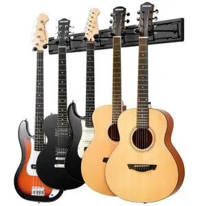 Guitar Wall Rack, Multiple Guitar Wall Mount with 5 Adjustable Hangers, Guitar Organizer for Acoustic & Electric Guitars, Bass, Violin, Ukulele, Banjo, Mandolin Guitar Wall Rack, Multiple Guitar Wall Mount with 5 Adjustable Hangers, Guitar Organizer for Acoustic & Electric Guitars, Bass, Violin, Ukulele, Banjo, Mandolin