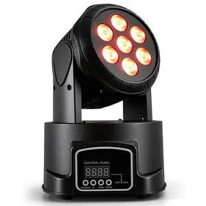 Moving Head Wash Light, 7x10W LED DMX DJ Stage Light | 12 Colors, Sound Activated, 540° Pan & 180° Tilt, Wash Effect Lighting for Weddings, Clubs, Concerts, Bars and Events Moving Head Wash Light, 7x10W LED DMX DJ Stage Light | 12 Colors, Sound Activated, 540° Pan & 180° Tilt, Wash Effect Lighting for Weddings, Clubs, Concerts, Bars and Events
