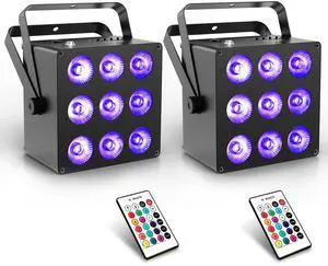 Battery Powered Uplights, 6IN1 RGBWA+UV LED, Rechargeable, 2 Pack | 20H Single-Color 6H Charging, Remote DMX & Sound Activation, for DJ Wedding Party Church Live Performance Battery Powered Uplights, 6IN1 RGBWA+UV LED, Rechargeable, 2 Pack | 20H Single-Color 6H Charging, Remote DMX & Sound Activation, for DJ Wedding Party Church Live Performance