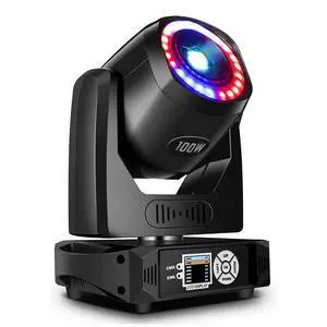 100W LED Moving Head Light with LED Ring Stage Light | 7 Dynamic & 6 Static Gobos, 8 Colors, 6-Facet Prism, DMX512, Unique Aperture Effect, Sound Active, for Wedding Party Disco 100W LED Moving Head Light with LED Ring Stage Light | 7 Dynamic & 6 Static Gobos, 8 Colors, 6-Facet Prism, DMX512, Unique Aperture Effect, Sound Active, for Wedding Party Disco