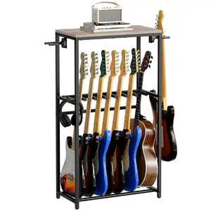 Guitar Stand, Guitar Rack for Acoustic Holder, Electric Guitar, Bass, Multiple Guitar Rack Holder for Guitars, Guitar Amp Accessories, for Home Music Studio, Greige and Black GSHG6701 Guitar Stand, Guitar Rack for Acoustic Holder, Electric Guitar, Bass, Multiple Guitar Rack Holder for Guitars, Guitar Amp Accessories, for Home Music Studio, Greige and Black GSHG6701