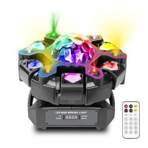 Moving Head DJ Lights, 5in1 Stage Effect Light with 6-Arm LED Beam, Disco Ball, Starry Projection, Strobe, Colorful Light Strip, Support DMX-512 & Remote for Party DJs Gig Bar Club Wedding Moving Head DJ Lights, 5in1 Stage Effect Light with 6-Arm LED Beam, Disco Ball, Starry Projection, Strobe, Colorful Light Strip, Support DMX-512 & Remote for Party DJs Gig Bar Club Wedding
