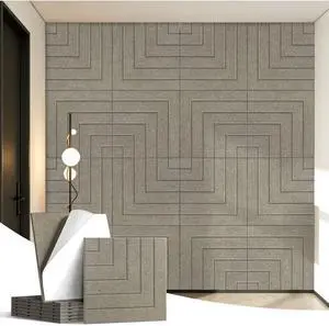 Acoustic Panels Right Angled Line Pattern Sound Absorbing Wall | 6 Pack 23.6x23.6 Inch Self-Adhesive High-Density, Decorative, Soundproofing Noise Cancelling for Home Office Recording Studio Acoustic Panels Right Angled Line Pattern Sound Absorbing Wall | 6 Pack 23.6x23.6 Inch Self-Adhesive High-Density, Decorative, Soundproofing Noise Cancelling for Home Office Recording Studio