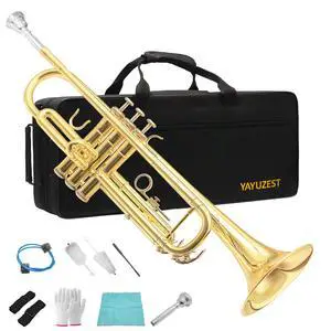 Bb Standard Trumpet Instrument Brass Student Trompeta Trumpet Set | Protable Hard Case Cleaning Kit 7C Mouthpiece and Gloves, School Band Approved Practice Trumpet Kit For Student Beginners Bb Standard Trumpet Instrument Brass Student Trompeta Trumpet Set | Protable Hard Case Cleaning Kit 7C Mouthpiece and Gloves, School Band Approved Practice Trumpet Kit For Student Beginners