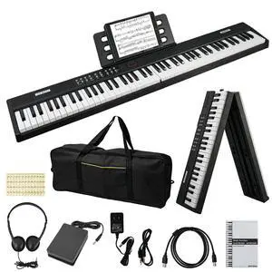 Foldable Piano Keyboard 88 Keys, Full Size Portable Digital Piano, Electric Piano Keyboard with Sustain Pedal, Carry Bag and Headphones for Beginners Adults Foldable Piano Keyboard 88 Keys, Full Size Portable Digital Piano, Electric Piano Keyboard with Sustain Pedal, Carry Bag and Headphones for Beginners Adults