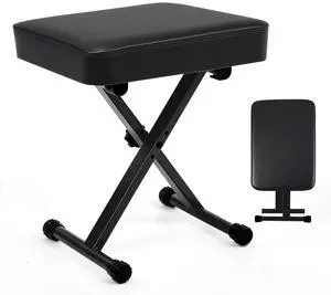 Piano Bench, Guitar Stool, Collapsible Stool | Padded, 2.56 Inch High-Density Sponge, 3-Position Height, Waterproof Non-Skid, Black Piano Bench, Guitar Stool, Collapsible Stool | Padded, 2.56 Inch High-Density Sponge, 3-Position Height, Waterproof Non-Skid, Black