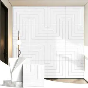 Acoustic Panels Right Angled Line Pattern Sound Absorbing Wall | 6 Pack 23.6x23.6 Inch Self-Adhesive High-Density, Decorative, Soundproofing Noise Cancelling for Home Office Recording Studio Acoustic Panels Right Angled Line Pattern Sound Absorbing Wall | 6 Pack 23.6x23.6 Inch Self-Adhesive High-Density, Decorative, Soundproofing Noise Cancelling for Home Office Recording Studio