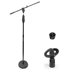 AxcessAbles Weighted Mic Stand Floor with Heavy Round Base, Quick Grip Height Adjustment - 74" Microphone Stand Include 33" Detachable Mic Boom Arm. Tall Microphone Stand for Singing (MS-201RB) AxcessAbles Weighted Mic Stand Floor with Heavy Round Base, Quick Grip Height Adjustment - 74" Microphone Stand Include 33" Detachable Mic Boom Arm. Tall Microphone Stand for Singing (MS-201RB)