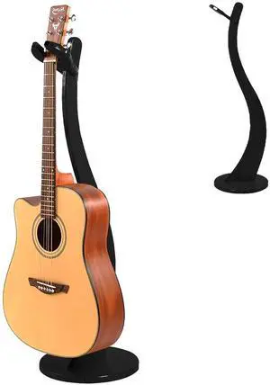 Wooden Guitar Stand Floor - Handmade Bamboo Guitar Music Stands for Acoustic Guitar Players, Wood Guitars Holder with Hanger for Electric Guitar, Banjo (Black) Wooden Guitar Stand Floor - Handmade Bamboo Guitar Music Stands for Acoustic Guitar Players, Wood Guitars Holder with Hanger for Electric Guitar, Banjo (Black)