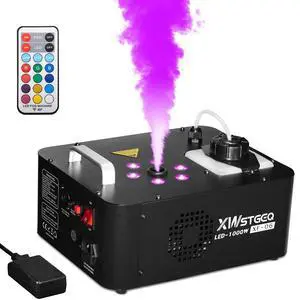 1000W Vertical Fog Smoke Machine with LED Lights Wireless Remote | 6 Color Changing LED, Auto One-Touch Spray, Vertical Mountable, Non-Toxic Fog for Halloween Wedding DJ Stage Party 1000W Vertical Fog Smoke Machine with LED Lights Wireless Remote | 6 Color Changing LED, Auto One-Touch Spray, Vertical Mountable, Non-Toxic Fog for Halloween Wedding DJ Stage Party