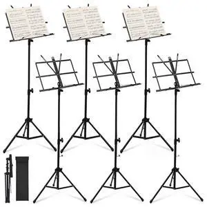 6 Pack Portable Folding Music Stand with Carrying Bags, Dual Use Metal Desktop Book Holder, Adjustable Height 25.659", Stable Tripod for Musicians, Students & Band(Black) 6 Pack Portable Folding Music Stand with Carrying Bags, Dual Use Metal Desktop Book Holder, Adjustable Height 25.659", Stable Tripod for Musicians, Students & Band(Black)
