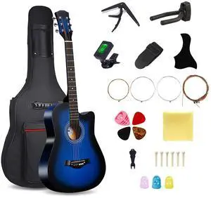 38inch Wood Acoustic Guitar for Adults, 6 Steel-String Acoustic Guitar With Bag and Elementary Tutorial of Folk Guitar for Beginners 38inch Wood Acoustic Guitar for Adults, 6 Steel-String Acoustic Guitar With Bag and Elementary Tutorial of Folk Guitar for Beginners
