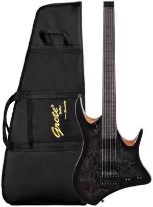 Headless Electric Guitar Mahogany Body Maple Neck Lightweight guitar with Gigbag GRHL-004 (Black) Headless Electric Guitar Mahogany Body Maple Neck Lightweight guitar with Gigbag GRHL-004 (Black)