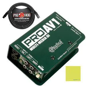 Radial Engineering ProAV1 Passive Multimedia Direct Box Bundle | Multiple Input Options, Stereo-To-Mono Summing, Transformer Isolation, Mic Cable & Polishing Cloth Included Radial Engineering ProAV1 Passive Multimedia Direct Box Bundle | Multiple Input Options, Stereo-To-Mono Summing, Transformer Isolation, Mic Cable & Polishing Cloth Included
