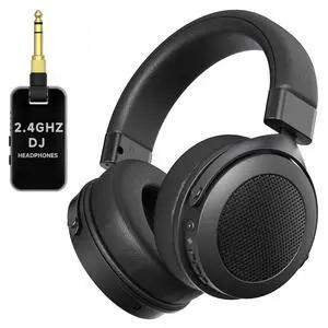 2.4GHz Wireless Headphones for Guitar Amp, 20ms Low Latency | Over Ear Headphones with 6.35mm & 3.5mm Jack, for Bass Guitar Studio Monitor & Mixing DJ AMP Keyboard, Black 2.4GHz Wireless Headphones for Guitar Amp, 20ms Low Latency | Over Ear Headphones with 6.35mm & 3.5mm Jack, for Bass Guitar Studio Monitor & Mixing DJ AMP Keyboard, Black