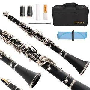 Bb Clarinet for Beginners, Professional Black Wood Clarinet with Hard Case, Cleaning Cloth, and Fingering Chart, Reeds, for Students & Adults (ABS) Bb Clarinet for Beginners, Professional Black Wood Clarinet with Hard Case, Cleaning Cloth, and Fingering Chart, Reeds, for Students & Adults (ABS)
