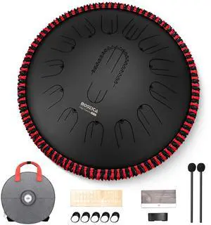 15 Inch Steel Handpan Tongue Drum - 15 Notes in C Major 440hz Tongue Drum with Octave Overtone Design - Professional Percussion Instrument with Carrying Bag,Black 15 Inch Steel Handpan Tongue Drum - 15 Notes in C Major 440hz Tongue Drum with Octave Overtone Design - Professional Percussion Instrument with Carrying Bag,Black