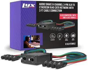 8-Channel Female XLR Audio Snake for Stage Sound, Studio, and Lighting, Multi-Network XLR to RJ45 Ethercon Adapter with Heavy-Duty Shield and 3-Foot Cable for Digital & Analog Signal Transfer 8-Channel Female XLR Audio Snake for Stage Sound, Studio, and Lighting, Multi-Network XLR to RJ45 Ethercon Adapter with Heavy-Duty Shield and 3-Foot Cable for Digital & Analog Signal Transfer