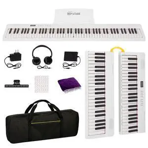 Magnetic Detachable Folding Piano Keyboard, 88 Key Semi-Weighted Digital Piano, Full Size Electric Piano with MIDI Bluetooth, Carry-Bag, Sustain Pedal, key stickers (White) Magnetic Detachable Folding Piano Keyboard, 88 Key Semi-Weighted Digital Piano, Full Size Electric Piano with MIDI Bluetooth, Carry-Bag, Sustain Pedal, key stickers (White)