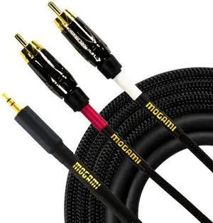 GOLD 3.5-2RCA-03 Stereo Audio Adapter Cable, 3.5mm TRS Male Plug Connector to Dual RCA Male Plug Connectors, Gold Contact, Straight to Straight, 3 Foot Length GOLD 3.5-2RCA-03 Stereo Audio Adapter Cable, 3.5mm TRS Male Plug Connector to Dual RCA Male Plug Connectors, Gold Contact, Straight to Straight, 3 Foot Length
