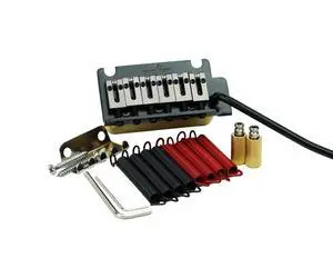 Guitar Tremolo Bridge with Brass Roller Saddle String Space 10.5mm & Brass Block & Spring and Claw, Pop-In Vibrato Bar, Complete Install Kit for Start ST Electric Guitar(GG-2001, Black) Guitar Tremolo Bridge with Brass Roller Saddle String Space 10.5mm & Brass Block & Spring and Claw, Pop-In Vibrato Bar, Complete Install Kit for Start ST Electric Guitar(GG-2001, Black)