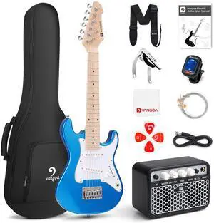 Kids Electric Guitar 30 Inch Electric Guitar for Beginner Kit for Young Players with Amp, Bag, Strap, Extra Strings, Capo, Tuner, Picks, Cable (Blue) Kids Electric Guitar 30 Inch Electric Guitar for Beginner Kit for Young Players with Amp, Bag, Strap, Extra Strings, Capo, Tuner, Picks, Cable (Blue)