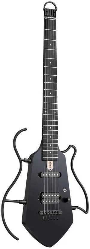 Mini Travel Electric Guitar, Small Lightweight Headless Guitar for Practice, Portable Compact Solid Body Easy Assemble Stands with Gig Bag, Black Mini Travel Electric Guitar, Small Lightweight Headless Guitar for Practice, Portable Compact Solid Body Easy Assemble Stands with Gig Bag, Black