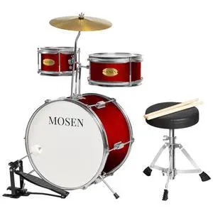 MOSEN 3-Piece 14 Inch Youth Drum Set with Throne, Cymbal, Sticks, Pedal | Bass & Tom & Snare, Adjustable Stool, Compact, for Beginners, Performance, Gift, Easy Setup, Creative Play, Red MOSEN 3-Piece 14 Inch Youth Drum Set with Throne, Cymbal, Sticks, Pedal | Bass & Tom & Snare, Adjustable Stool, Compact, for Beginners, Performance, Gift, Easy Setup, Creative Play, Red