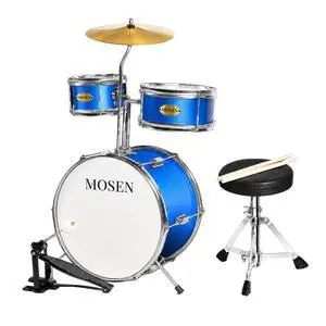 MOSEN 3 drums & 1 cymbal 14" Youth Drum Kit with Throne, Cymbal & Sticks | Blue Bass & Tom & Snare, Adjustable Stool, Pedal Sturdy Hardware, for Starters,Music Class, Home Practice, Gift, Blue MOSEN 3 drums & 1 cymbal 14" Youth Drum Kit with Throne, Cymbal & Sticks | Blue Bass & Tom & Snare, Adjustable Stool, Pedal Sturdy Hardware, for Starters,Music Class, Home Practice, Gift, Blue