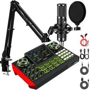 Podcast Equipment Bundle with Audio Mixer for Live Streaming and Singing, Podcast Microphone, Live Sound Card with Voice Changer and Noise Reduction, Compatible with PC, Phone, TikTok, and YouTube Podcast Equipment Bundle with Audio Mixer for Live Streaming and Singing, Podcast Microphone, Live Sound Card with Voice Changer and Noise Reduction, Compatible with PC, Phone, TikTok, and YouTube