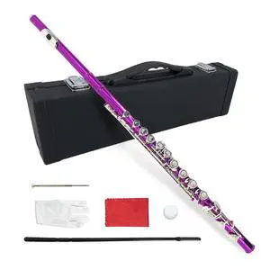 16 Key Closed Hole C Flute for Beginners, Students, Adults Silver Plated Nickel Flute with Carrying Case, Cleaning Kit, Tuning Rod, Gloves Lightweight, Durable & Easy to Play (Rose) 16 Key Closed Hole C Flute for Beginners, Students, Adults Silver Plated Nickel Flute with Carrying Case, Cleaning Kit, Tuning Rod, Gloves Lightweight, Durable & Easy to Play (Rose)