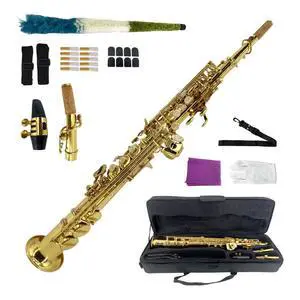 Straight Soprano Saxophone Bb B Flat Sax with Case, Mouthpiece,Reeds & Accessories Brass Woodwind Instrument for Beginners,Adults & Advanced Players Straight Soprano Saxophone Bb B Flat Sax with Case, Mouthpiece,Reeds & Accessories Brass Woodwind Instrument for Beginners,Adults & Advanced Players