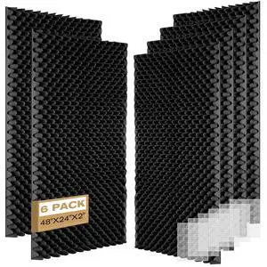 Acoustic Panels 48"x24"x2" - Sound Proof Wall Panels (6 Pack) | for Studio & Home Office, Egg Crate Foam, Easy to Cut & Install Acoustic Panels 48"x24"x2" - Sound Proof Wall Panels (6 Pack) | for Studio & Home Office, Egg Crate Foam, Easy to Cut & Install