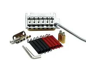 Guitar Tremolo Bridge with Brass Roller Saddle String Space 10.5mm & Brass Block & Spring and Claw, Pop-In Vibrato Bar, Complete Install Kit for Start ST Electric Guitar(GG-2001, Chrome) Guitar Tremolo Bridge with Brass Roller Saddle String Space 10.5mm & Brass Block & Spring and Claw, Pop-In Vibrato Bar, Complete Install Kit for Start ST Electric Guitar(GG-2001, Chrome)