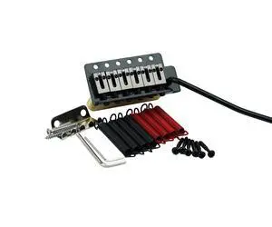 Guitar Tremolo Bridge with Brass Roller Saddle String Space 10.5mm & Brass Block & Spring and Claw, Pop-In Vibrato Bar, Complete Install Kit for Start ST Electric Guitar(GG-1001, Black) Guitar Tremolo Bridge with Brass Roller Saddle String Space 10.5mm & Brass Block & Spring and Claw, Pop-In Vibrato Bar, Complete Install Kit for Start ST Electric Guitar(GG-1001, Black)
