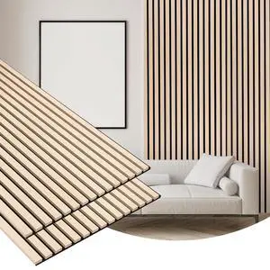 2 Pack Wood Finish Accent Wall Panels, 3D Slat Acoustic Paneling for Recording Studio, Office, Living Room Interior Decoration (Natural Oak, 48"L x 24"W) 2 Pack Wood Finish Accent Wall Panels, 3D Slat Acoustic Paneling for Recording Studio, Office, Living Room Interior Decoration (Natural Oak, 48"L x 24"W)