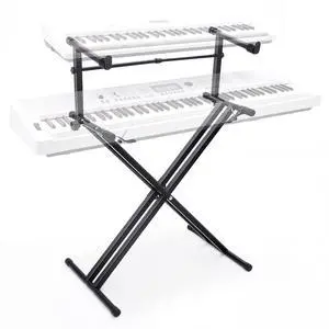 2-tier Double x Keyboard Stand, Heavy-duty Adjustable Height Piano Stand with Locking Straps & Quick Release, Portable X-Style Holder for 54/61/88 Key Digital Pianos, Stage Studio Home Use 2-tier Double x Keyboard Stand, Heavy-duty Adjustable Height Piano Stand with Locking Straps & Quick Release, Portable X-Style Holder for 54/61/88 Key Digital Pianos, Stage Studio Home Use