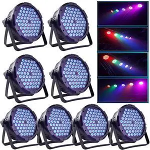 Stage Lights 60 LED DJ Par Lights 90W RGB Color Changing - Sound Activated Remote & DMX Control Uplights for Events Church Theatre Wedding Home Party Music Light Show Band Performance (8 Packs) Stage Lights 60 LED DJ Par Lights 90W RGB Color Changing - Sound Activated Remote & DMX Control Uplights for Events Church Theatre Wedding Home Party Music Light Show Band Performance (8 Packs)