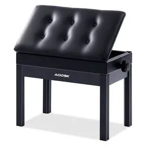 Adjustable Piano Bench with Storage, Padded Cushion, seat 22"x13.4" | height 18.3"-22", wood frame, PU furniture finish, 350lbs capacity, for sheet music storage, for home, studio & stage Adjustable Piano Bench with Storage, Padded Cushion, seat 22"x13.4" | height 18.3"-22", wood frame, PU furniture finish, 350lbs capacity, for sheet music storage, for home, studio & stage