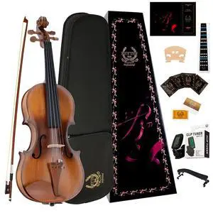 Violin Set for Beginners,Acoustic Violins Starter Kit Package for Student,Beginners Fiddle with Hard Case, Rosin, Shoulder Rest, Bow, and Extra Strings (MATTE, Full) Violin Set for Beginners,Acoustic Violins Starter Kit Package for Student,Beginners Fiddle with Hard Case, Rosin, Shoulder Rest, Bow, and Extra Strings (MATTE, Full)