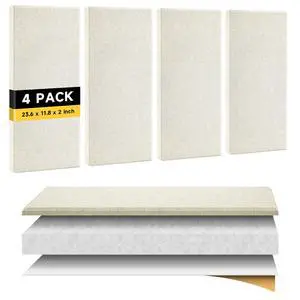4 PCS 2" Thick Acoustic Panels, 23.6" x 11.8", Fiberglass Sound Absorbing Panels, Fabric Wrapped Soundproof Wall Panels (Light Linen) 4 PCS 2" Thick Acoustic Panels, 23.6" x 11.8", Fiberglass Sound Absorbing Panels, Fabric Wrapped Soundproof Wall Panels (Light Linen)