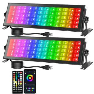 2 Pack 120W Stage Light Bar, RGBCW Smart LED Uplighting, Outdoor Wall Washer, IP66 Waterproof RGB Bar With APP Control, Wash Lights With Timing, DJ Light for Festival, Wedding, Party 2 Pack 120W Stage Light Bar, RGBCW Smart LED Uplighting, Outdoor Wall Washer, IP66 Waterproof RGB Bar With APP Control, Wash Lights With Timing, DJ Light for Festival, Wedding, Party
