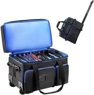 DJ Cable Organizer Bag with Wheels,Soft Gig Bag for DJ Equipment with 9 Detachable Dividers, Medium Padded Soft Storage Case with Multiple Pockets for Microphone, Cord, Headset & Music Accessories DJ Cable Organizer Bag with Wheels,Soft Gig Bag for DJ Equipment with 9 Detachable Dividers, Medium Padded Soft Storage Case with Multiple Pockets for Microphone, Cord, Headset & Music Accessories