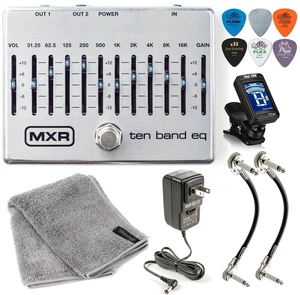 MXR M108S Ten Band EQ Dual Output True Bypass Effects Pedal 10-BAND Equalizer w/ ECB004, Patch Cable, Picks, Polishing Cloth Bundle MXR M108S Ten Band EQ Dual Output True Bypass Effects Pedal 10-BAND Equalizer w/ ECB004, Patch Cable, Picks, Polishing Cloth Bundle