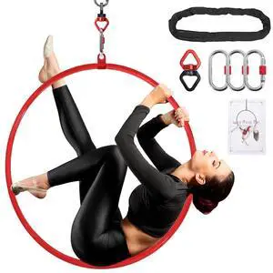 Professional Premium Red Aerial Hoop Kit, Single-Point Ring | Professional Aerial Ring Set, 2-Ton Safety System, Glossy Finish, Tape Not Included Professional Premium Red Aerial Hoop Kit, Single-Point Ring | Professional Aerial Ring Set, 2-Ton Safety System, Glossy Finish, Tape Not Included