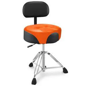 Pro Drum Stool with Backrest, Heavy Duty Hydraulic Drum Throne, Velvet-Covered Ergonomic Memory Foam Drum Seat, Adjustable Drum Chair Anti-Slip Base, Drum Saddle Bench (Orange W/Backrest) Pro Drum Stool with Backrest, Heavy Duty Hydraulic Drum Throne, Velvet-Covered Ergonomic Memory Foam Drum Seat, Adjustable Drum Chair Anti-Slip Base, Drum Saddle Bench (Orange W/Backrest)