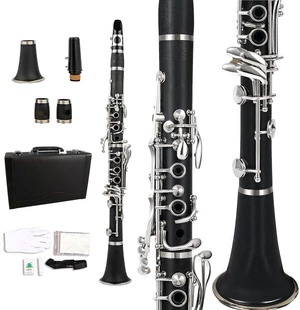 Professional Ebonite Clarinete C Key Clarinet for Beginner Students with 2 Barrels Hard Case Cleaning Kit Mouthpice Cork Grease Gloves Professional Ebonite Clarinete C Key Clarinet for Beginner Students with 2 Barrels Hard Case Cleaning Kit Mouthpice Cork Grease Gloves